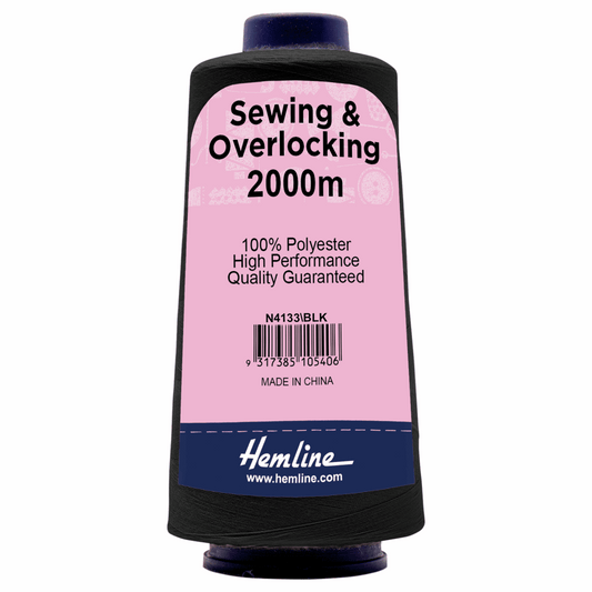 Pack of 4 x Overlocker Threads Cone 2000m - Black
